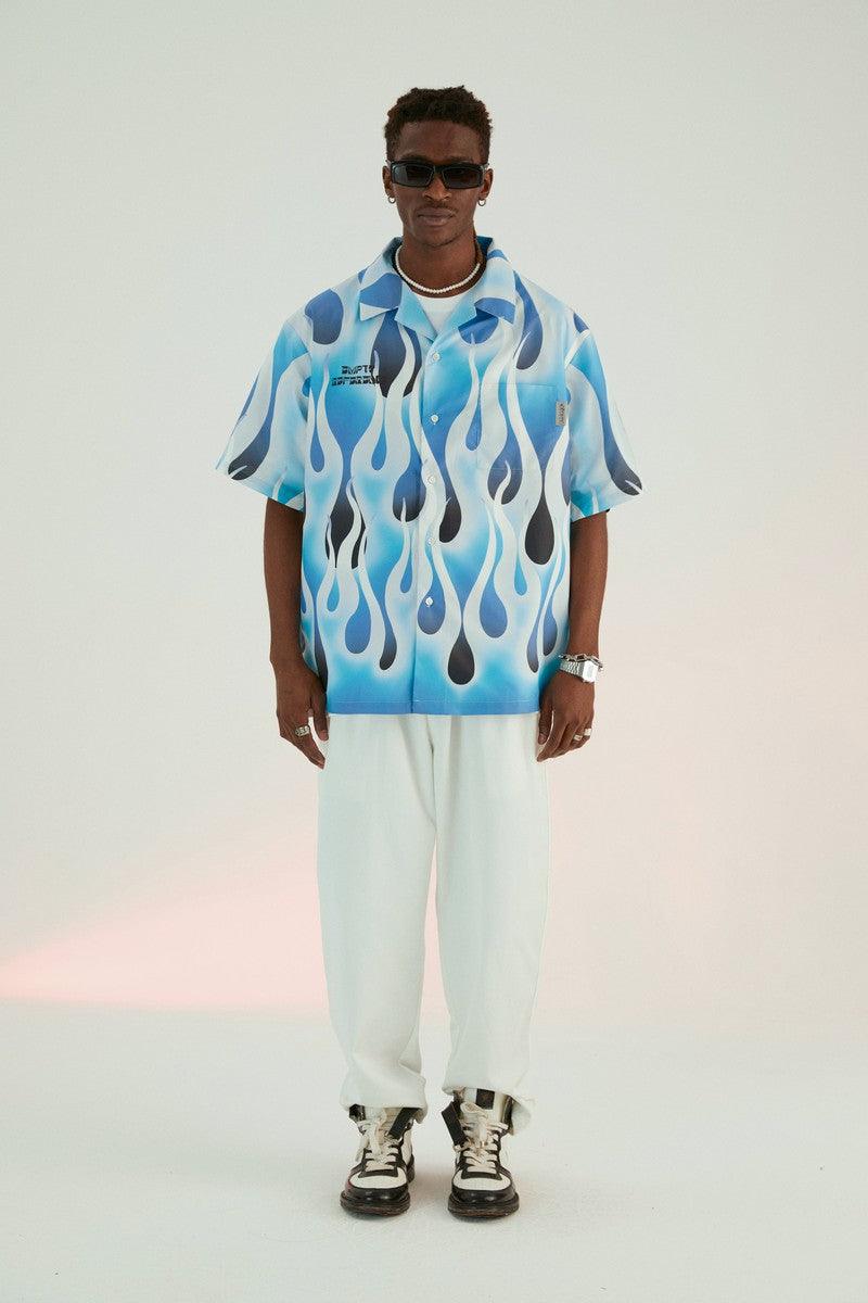 Empty Reference Flame Gradient Logo Cuban Shirt