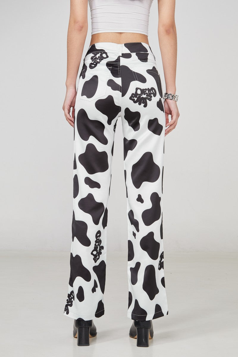 STEEPC Cow Pattern Flared Trousers - UK Only