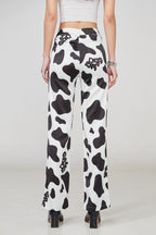 STEEPC Cow Pattern Flared Trousers - UK Only
