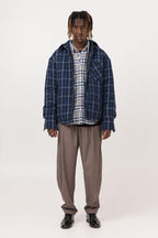 Empty Reference Blue Checkered Shirt Heavy Jacket