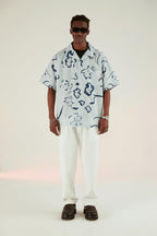 Empty Reference Hand-Painted Flowers Cuban Shirt