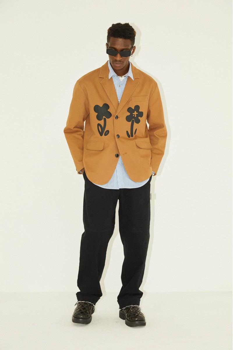 Empty Reference Floral Print Coffee Suit