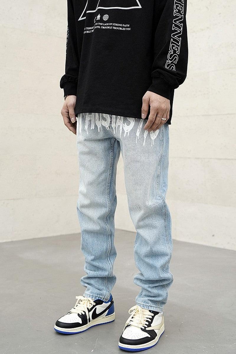 CZ Enthusiastic Print Straight Jeans