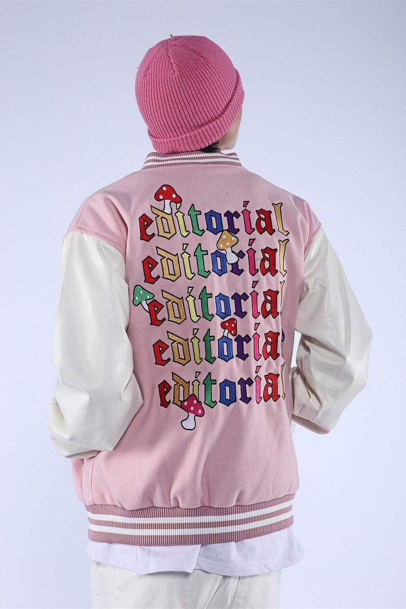CZ Mushroom Embroidered Varsity Jacket