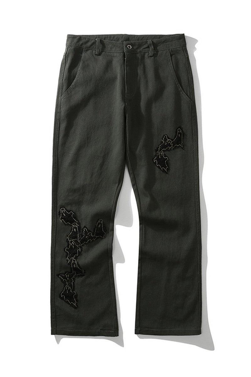 CZ Lace Embroidered Ghosts Flared Trousers