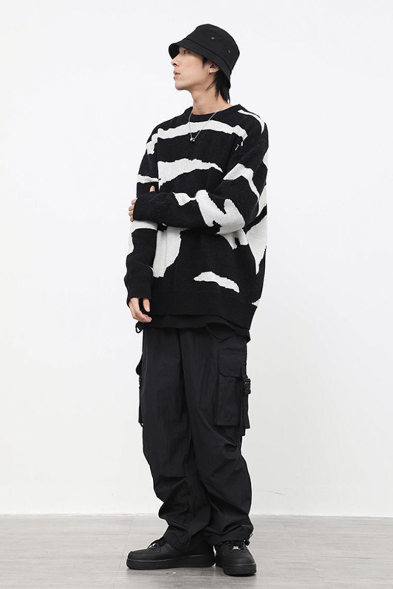 CZ Zebra Pattern Loose Sweater