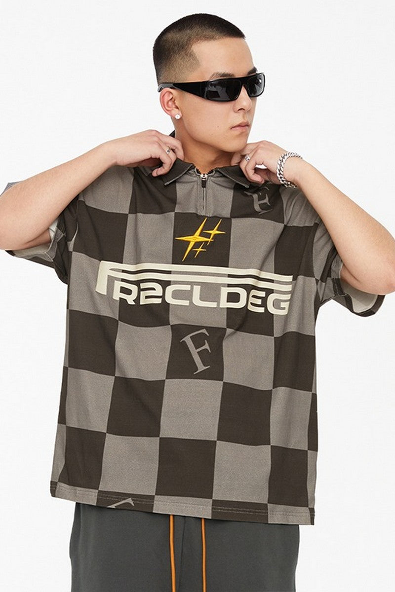 F2CE Checkered Embroidered Logo Polo Shirt