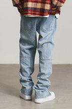 Washed Zipper Jeans