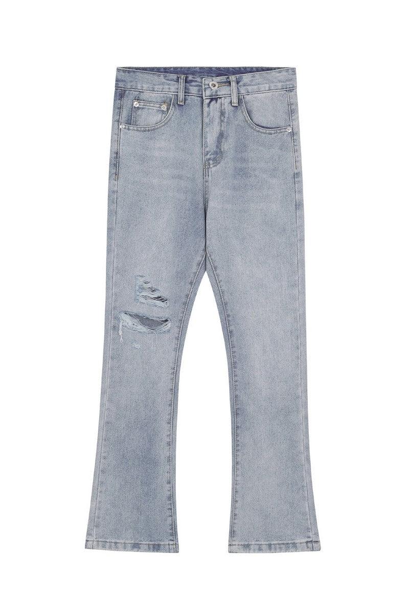 CZ Distressed Washed Flared Jeans