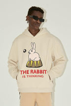 Empty Reference Thinking Rabbit Print Hoodie