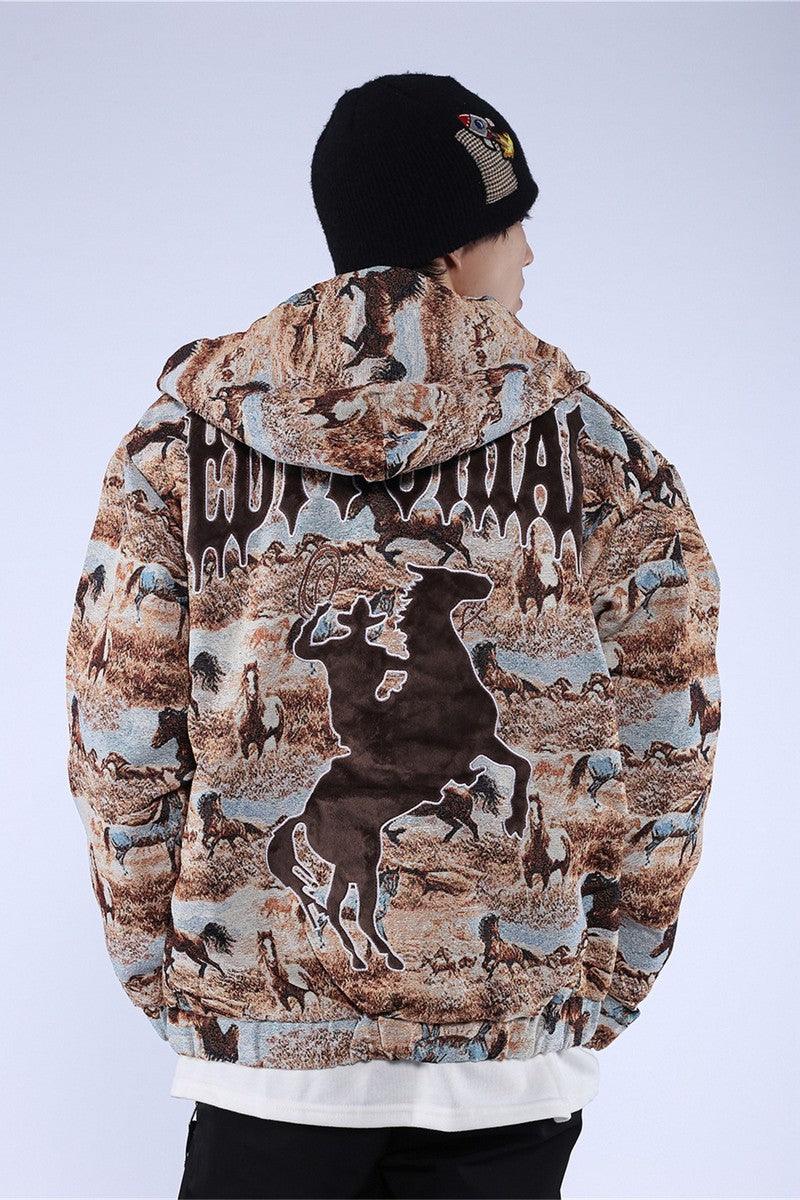 CZ Bear Embroidered Patch Hooded Jacket