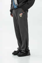 Error Code Embroidered Logo Suede Trousers