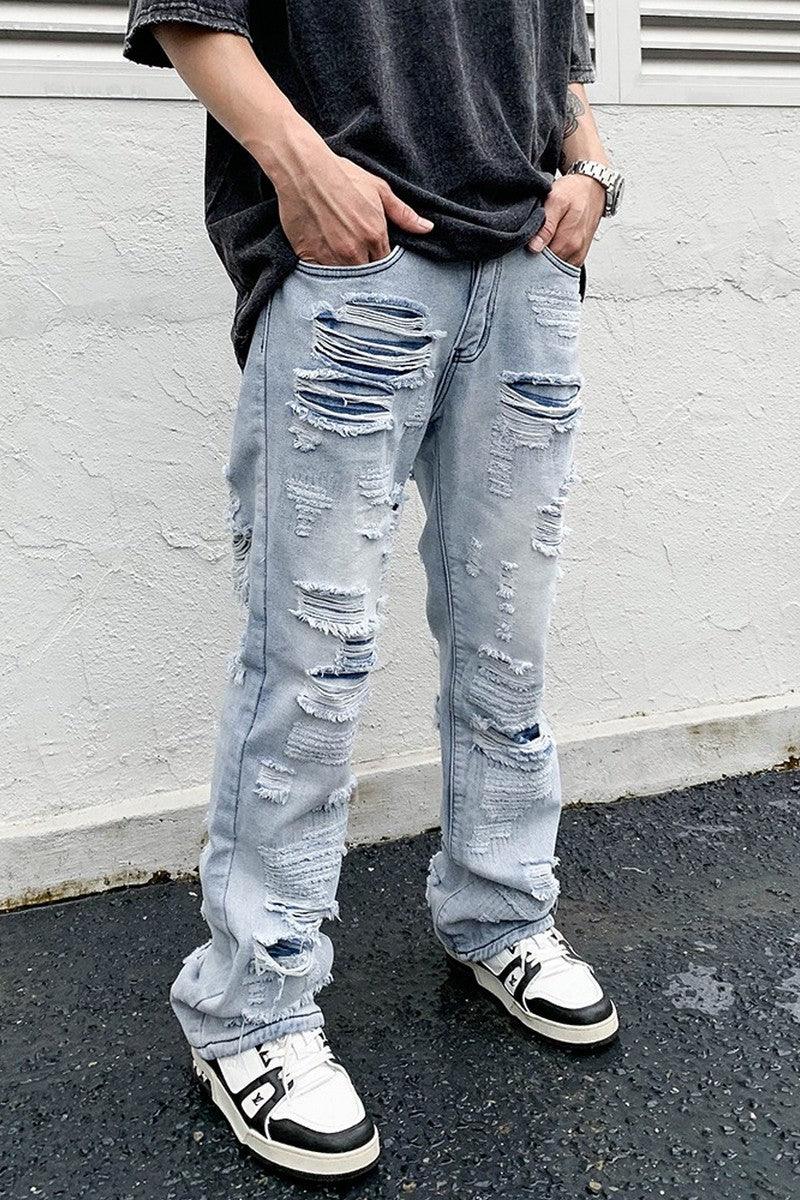 CZ Distressed Flared Jeans