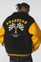 ANT Yellow Woolen Embroidered Varsity Jacket