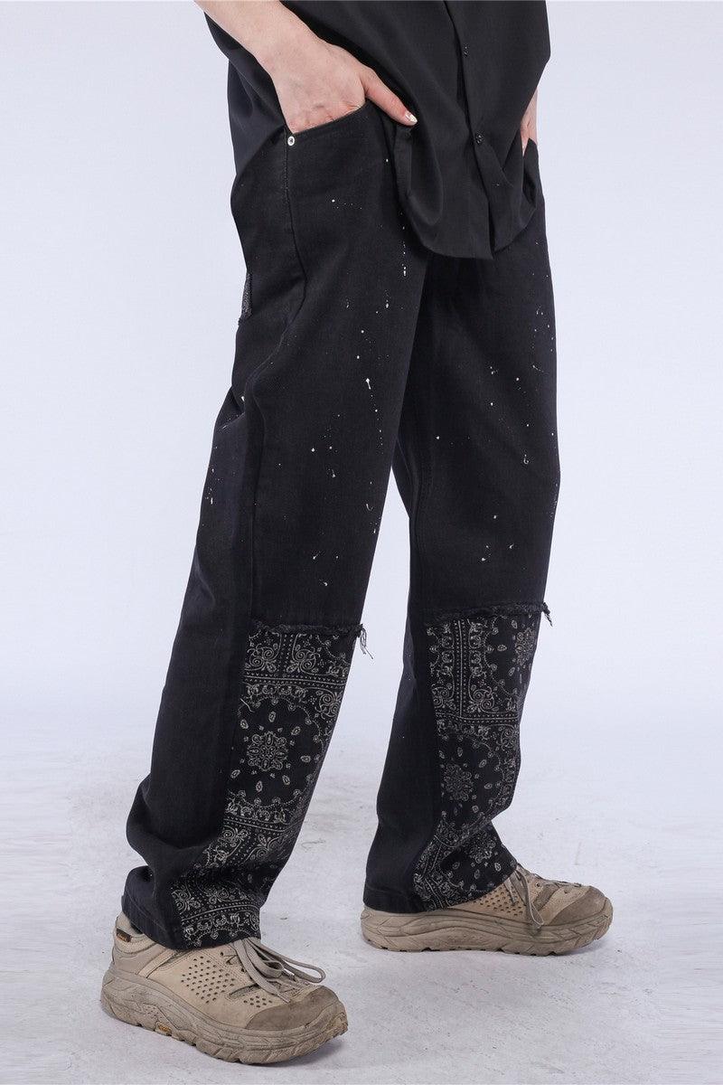 CZ Paisley Print Inked Jeans