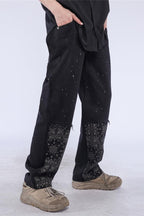 CZ Paisley Print Inked Jeans