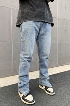 CZ Washed Adjustable Loose Jeans