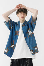 CZ Royal Blue Stars Cuban Shirt