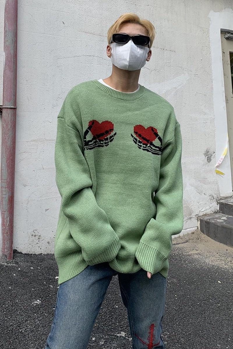 CZ Skeleton Hands Knit Sweater