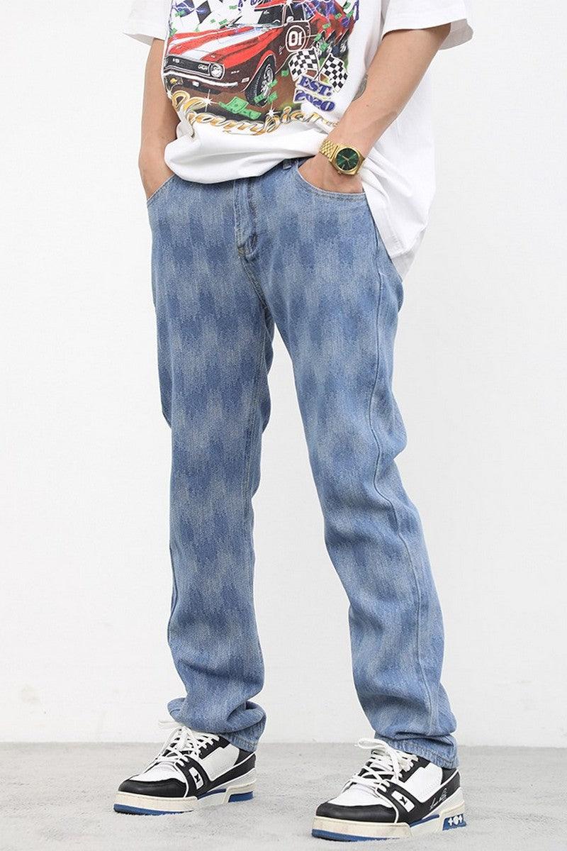 CZ Checkered Washed Straight Jeans