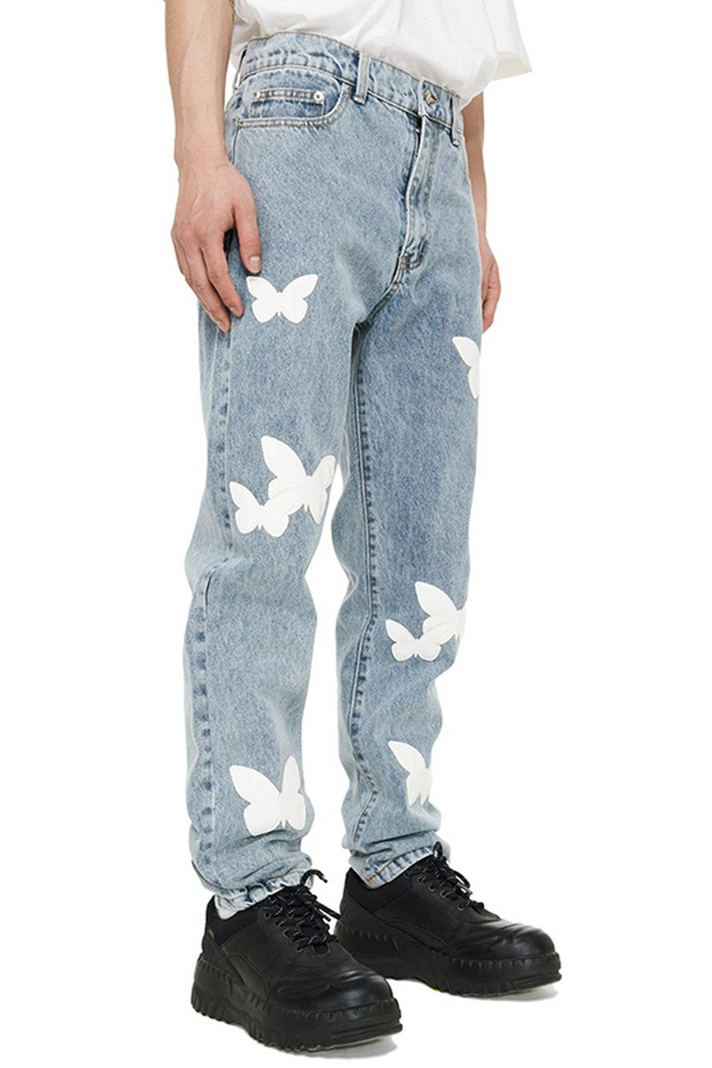 Old Order Embroidered Butterflies Washed Jeans