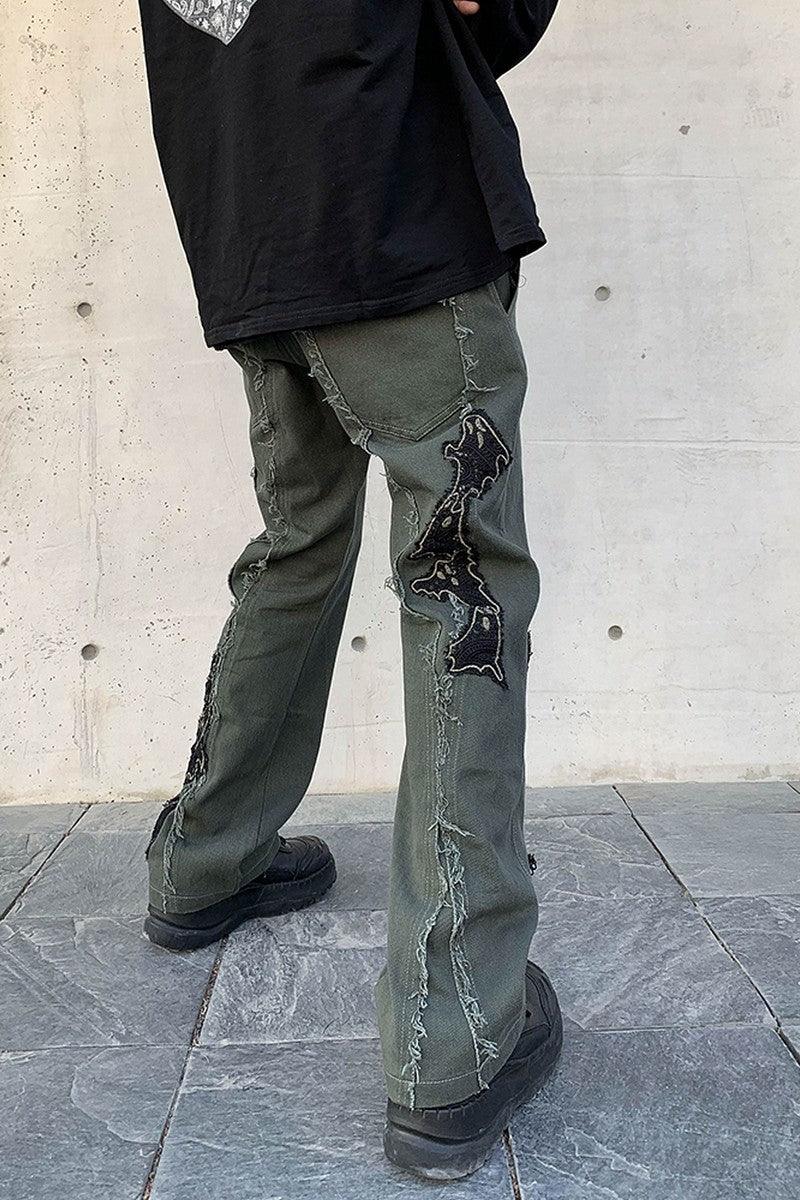 CZ Lace Embroidered Ghosts Flared Trousers
