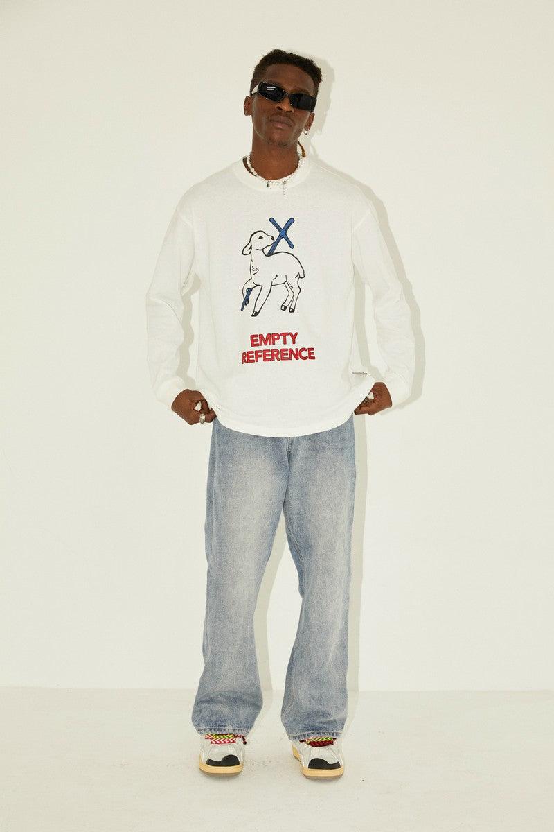 Empty Reference White Lamb Print L/S Tee