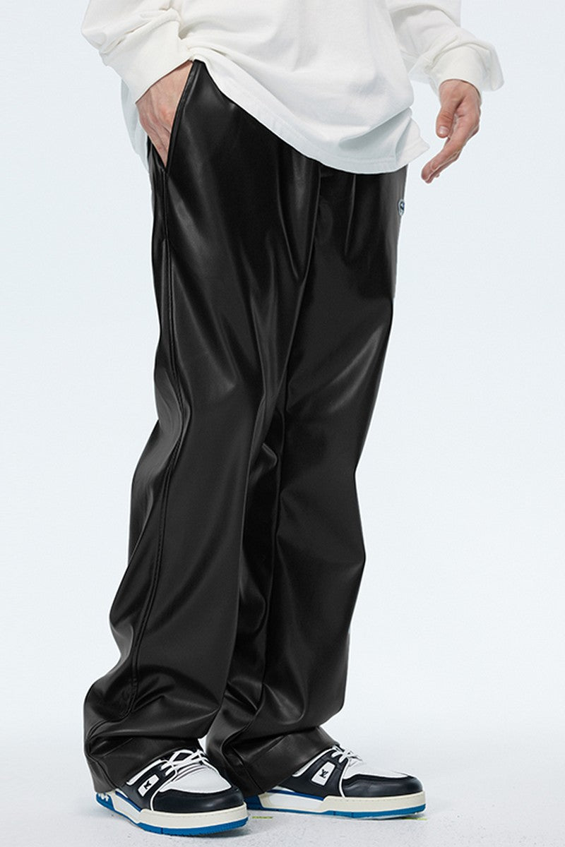 OO PU Leather Flared Trousers