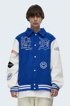 OO Gothic Logo Embroidered Varsity Jacket