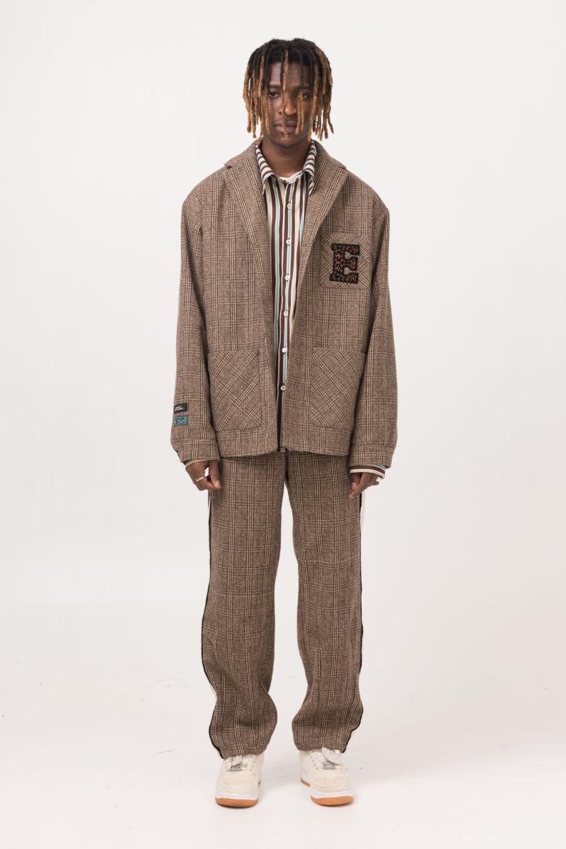 Empty Reference Embroidery Logo Plaid Blazer