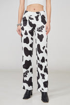 STEEPC Cow Pattern Flared Trousers - UK Only