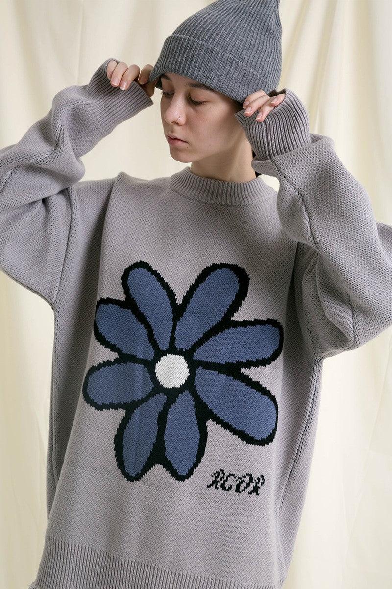 Center of Rotation Retro Flower Knit Sweater