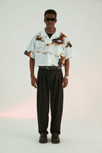 Empty Reference Burning Print Cuban Shirt