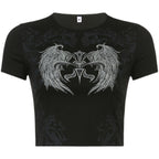 CZ Black Tattoo Crop Top