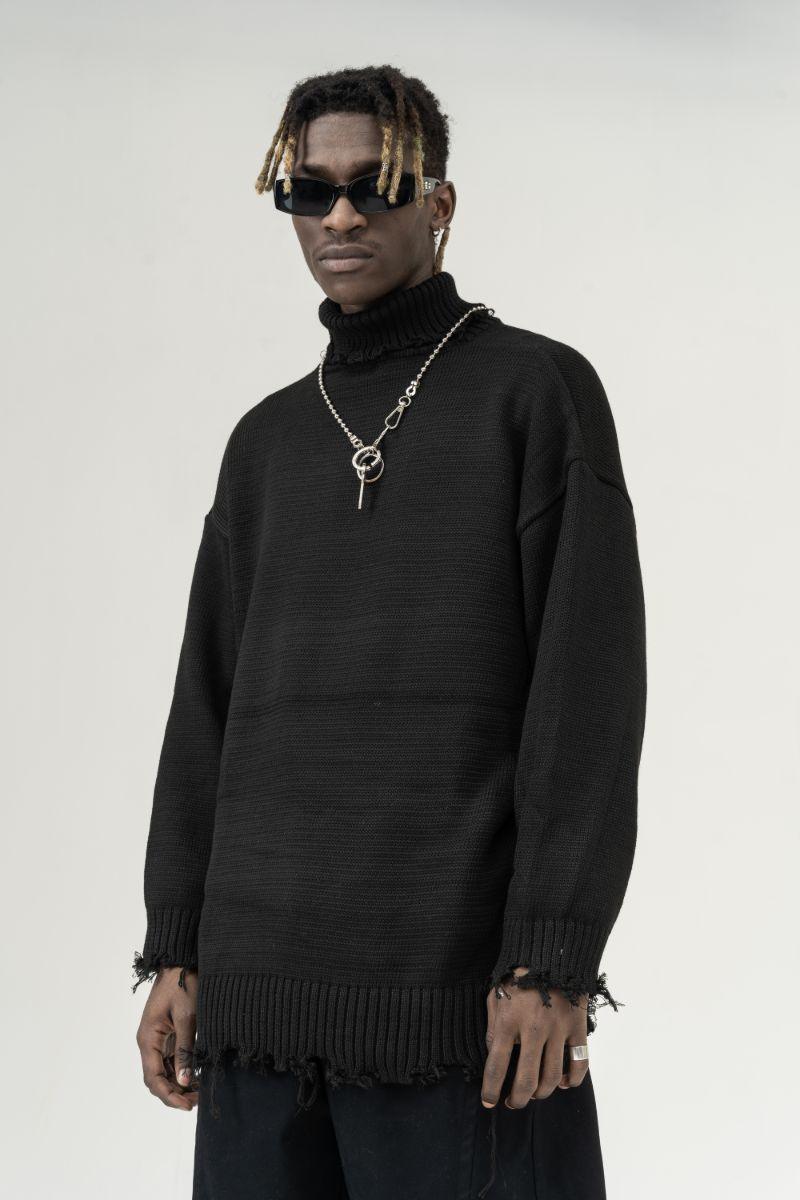 CZ Ripped Knit Turtleneck - UK Only