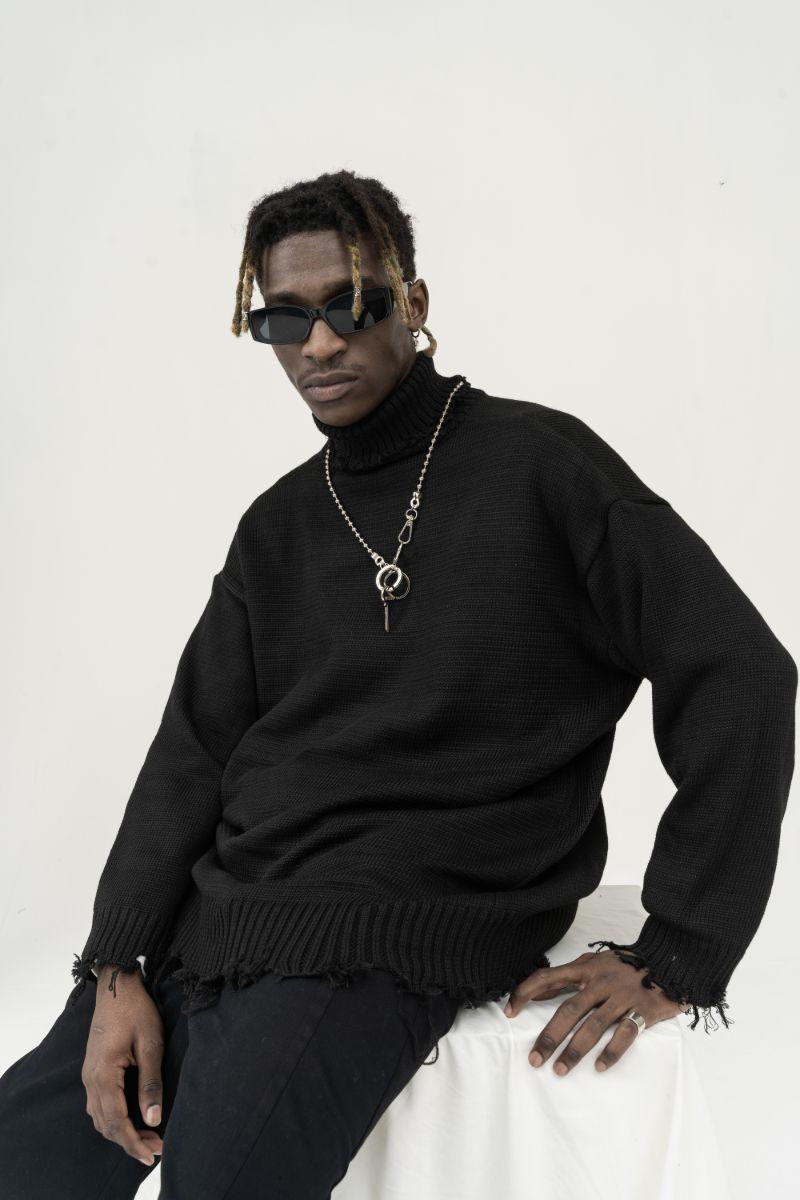CZ Ripped Knit Turtleneck - UK Only