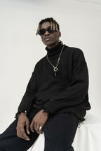 CZ Ripped Knit Turtleneck - UK Only