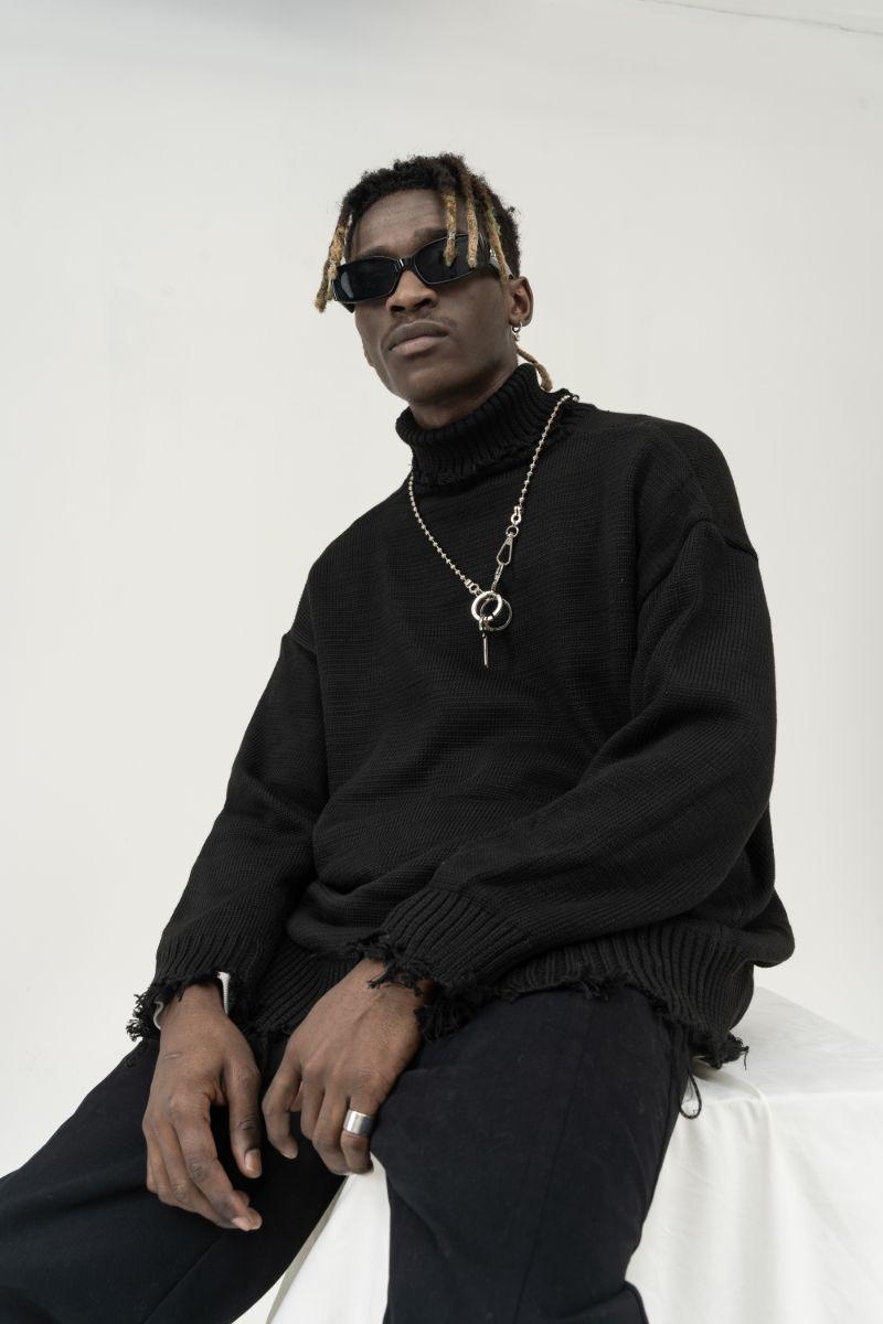 CZ Ripped Knit Turtleneck - UK Only