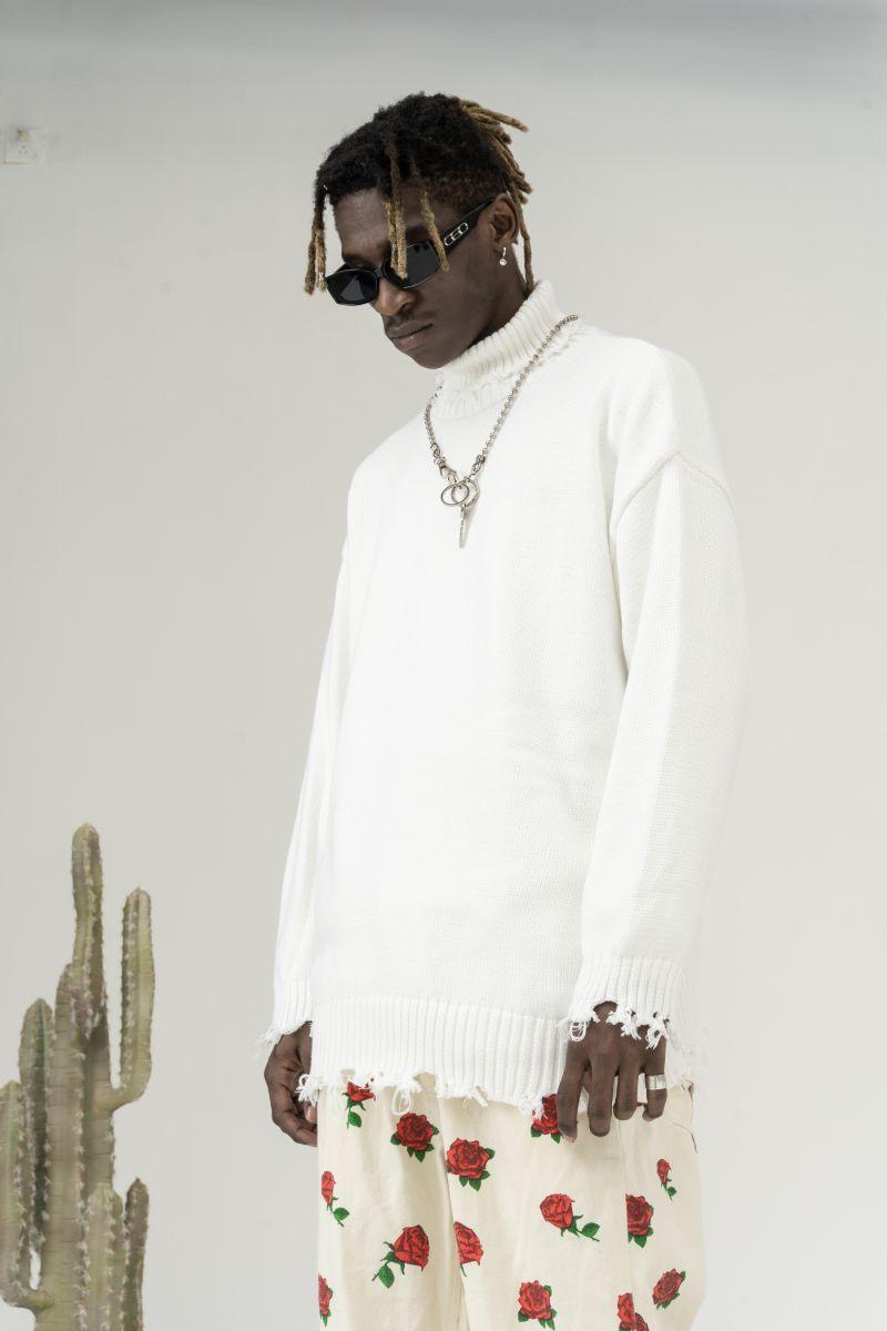 CZ Ripped Knit Turtleneck - UK Only