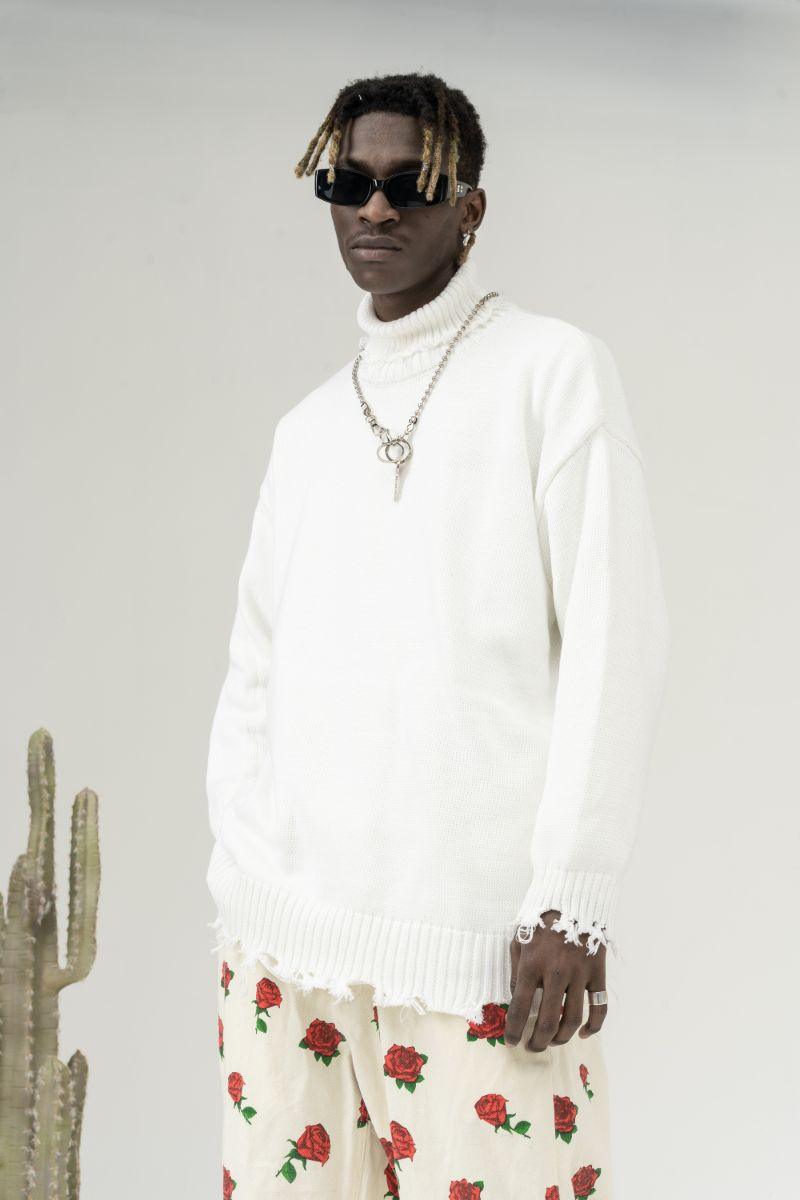 CZ Ripped Knit Turtleneck - UK Only