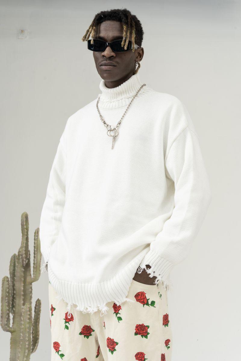 CZ Ripped Knit Turtleneck - UK Only