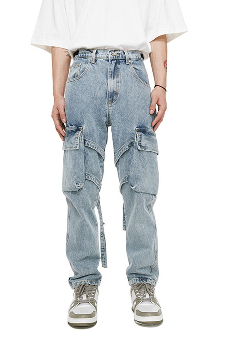 OO Straps Straight Washed Jeans