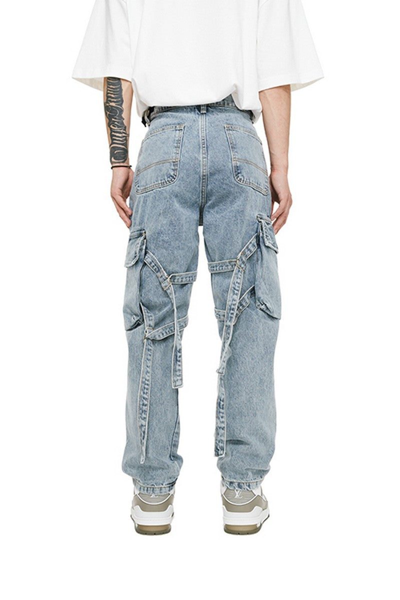 OO Straps Straight Washed Jeans