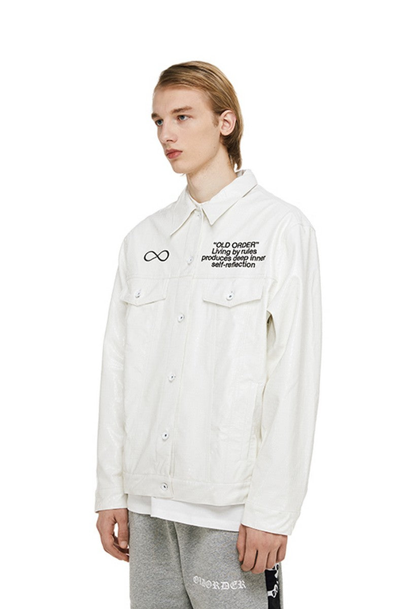 Old Order Crocodile Pattern PU Leather Jacket