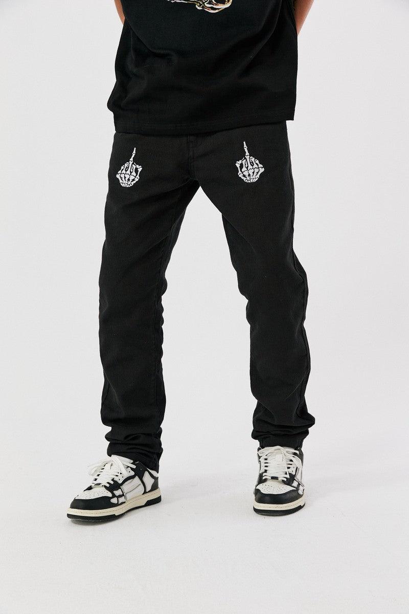 Antidote Skeleton Hands Embroidered Slim Trousers