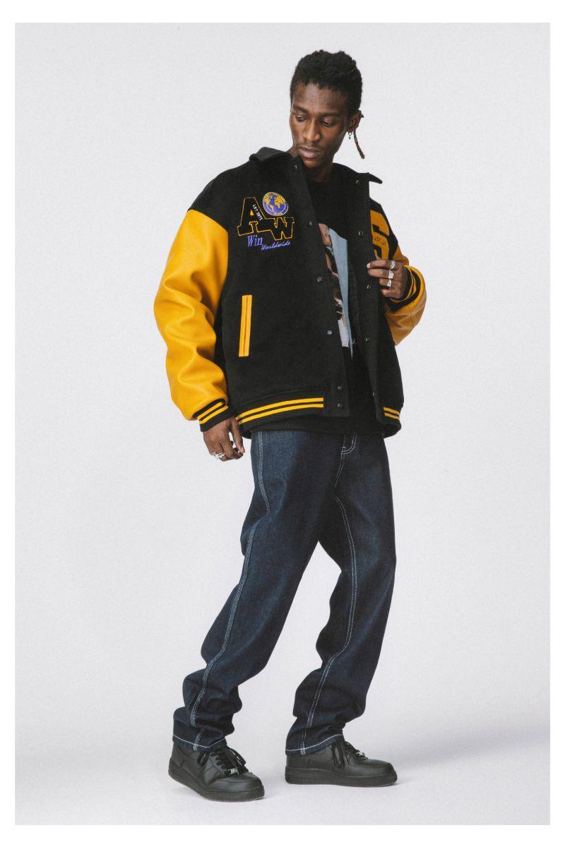 ANT Yellow Woolen Embroidered Varsity Jacket
