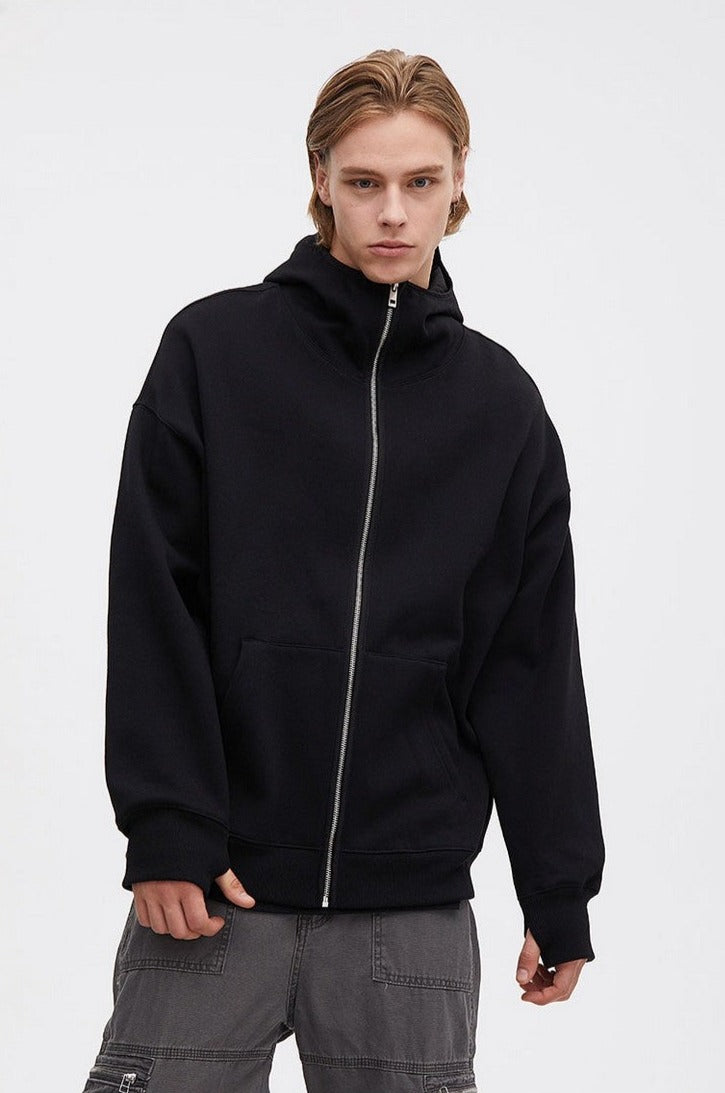 CZ High Collar Zip Up Hoodie