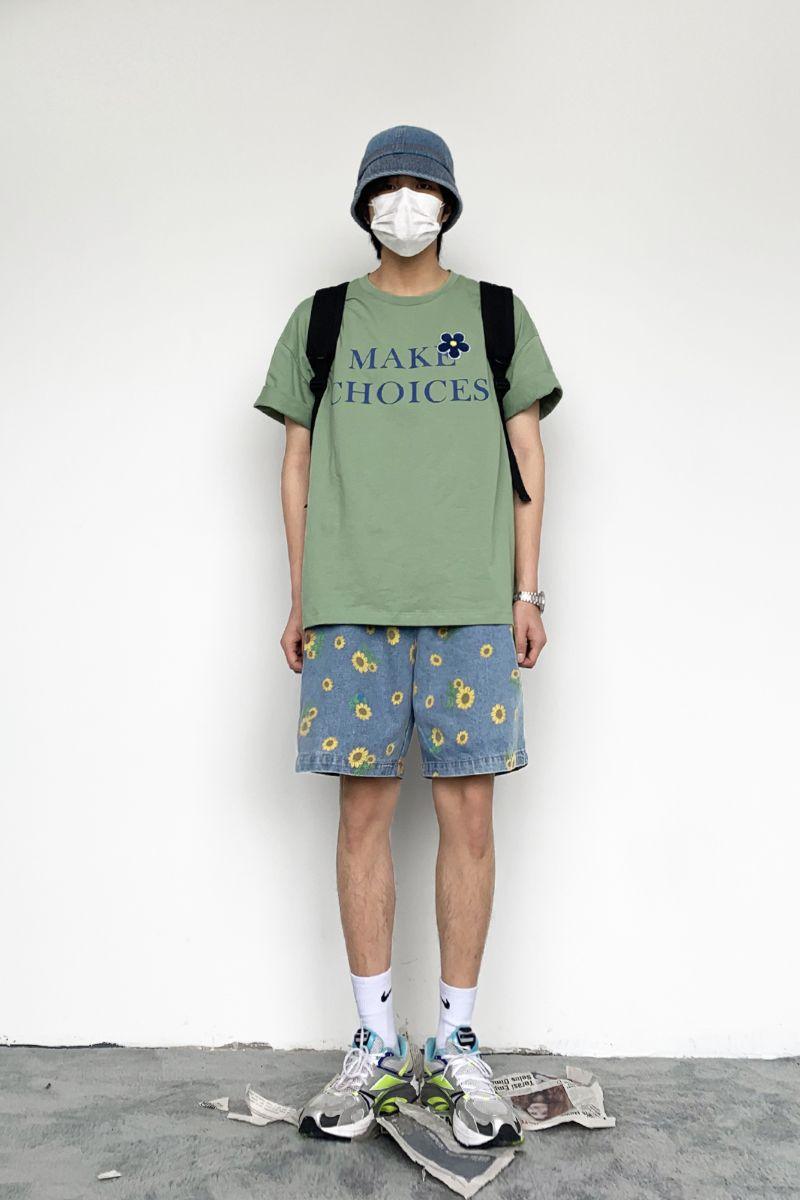 CZ Sunflower Printed Jeans Shorts