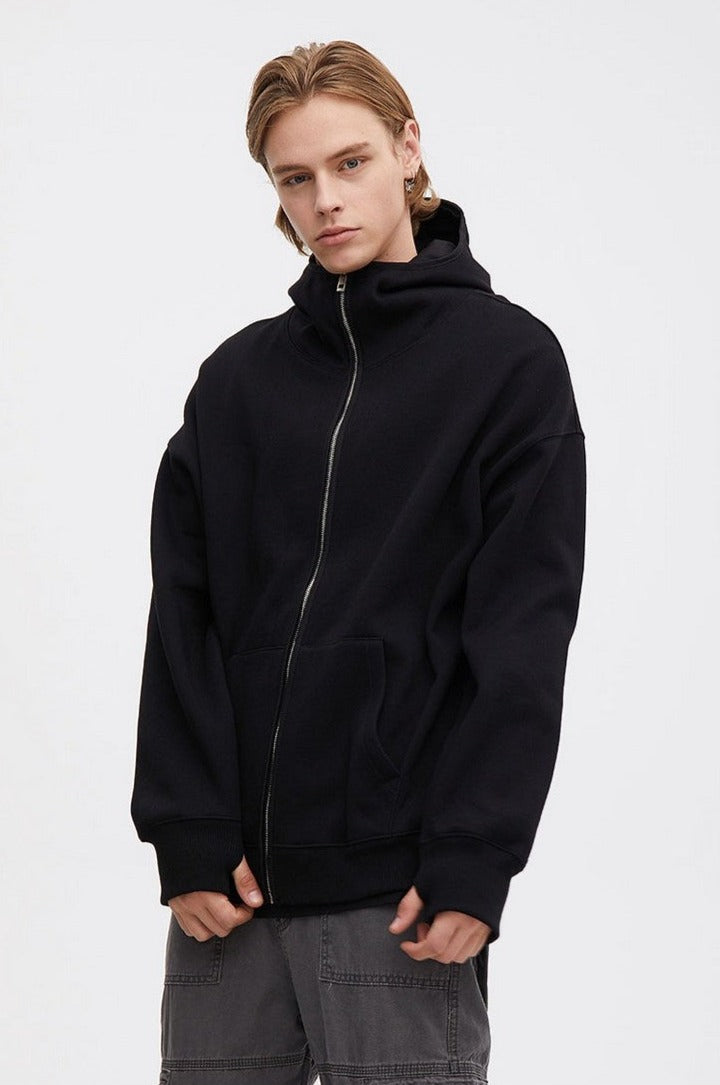 CZ High Collar Zip Up Hoodie