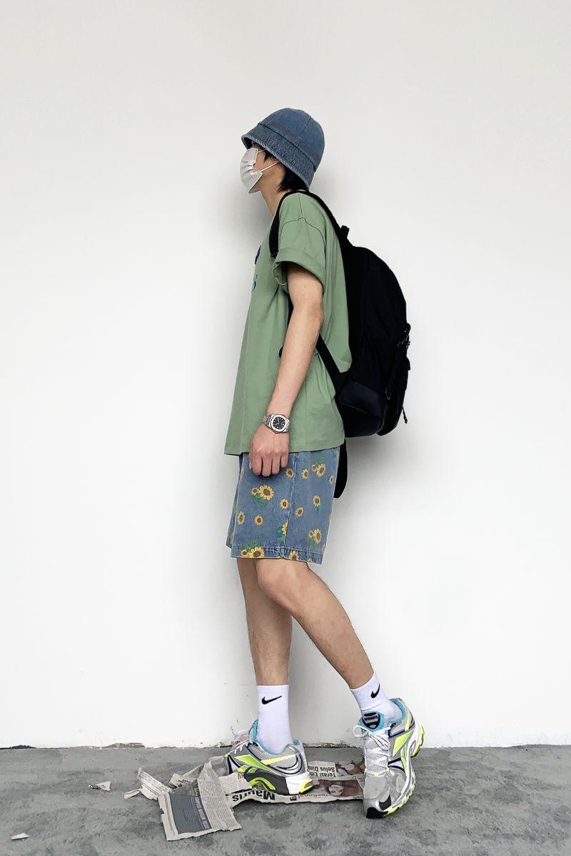 CZ Sunflower Printed Jeans Shorts